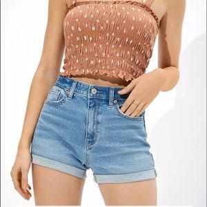 American Eagle AE Stretch Denim Mom Shorts NEW Size 0